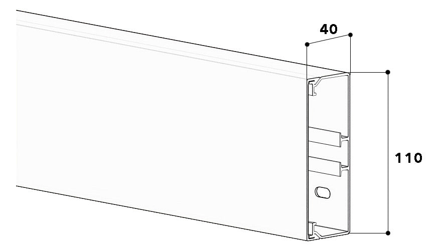 GGK Leitungsführungskanal Kst aws unbeh LFG 40x110 40x110x2000mm RAL9010