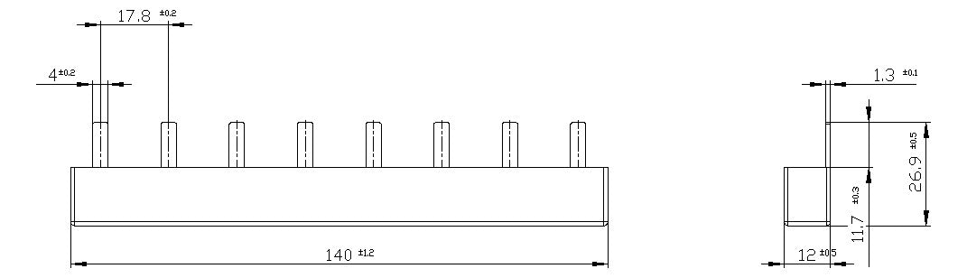 SIEMENS Phasenschiene 4ph 18mm 140mm 50A 5ST3621 10qmm Stift isol