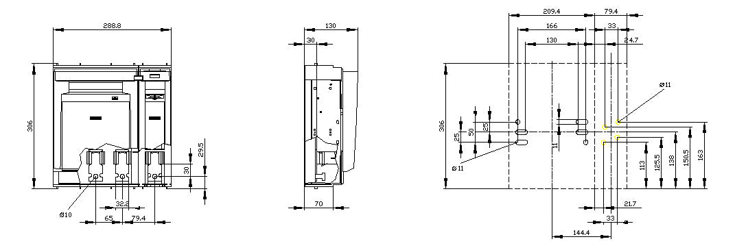 SIEMENS Sicherheitsschalter 400 A 4p 3NP1154-1DA10 NH1, NH2 f.Bodenbef IP40