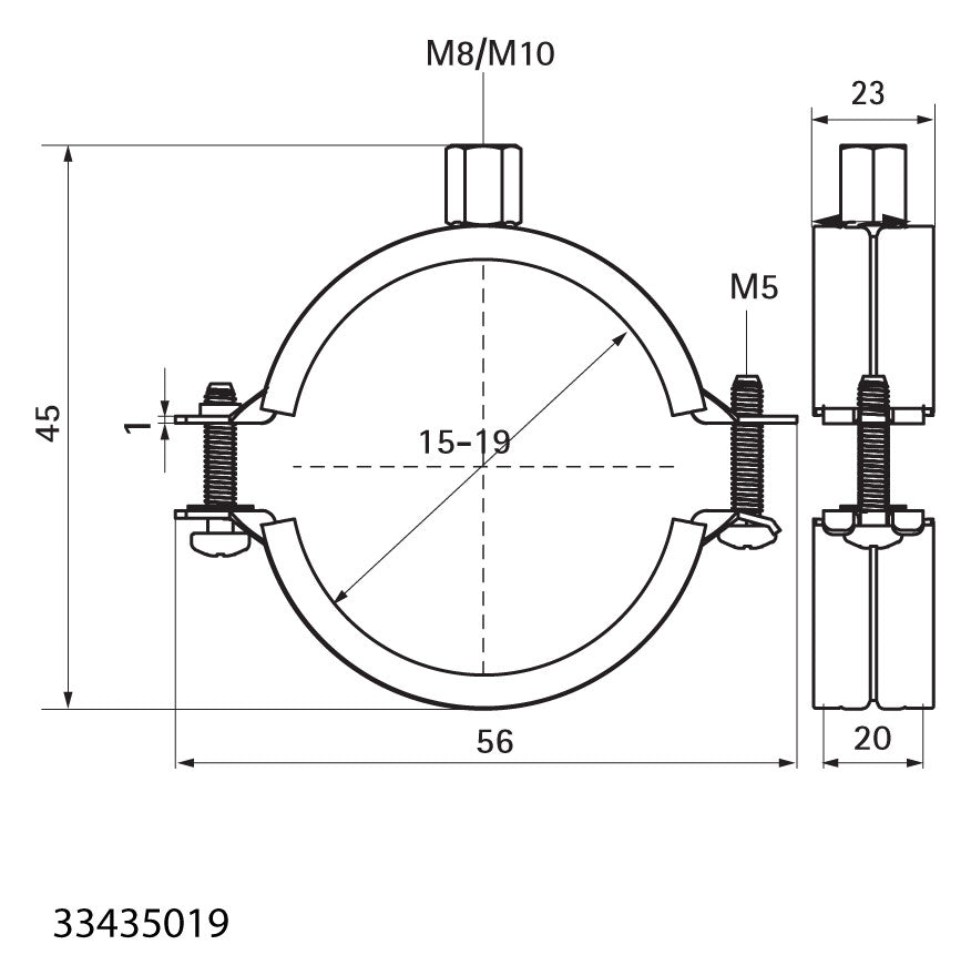 Walraven Rohrschelle 2S ev epdm 15-19mm M8/10 Zweischraubenrohrschelle | 33435019