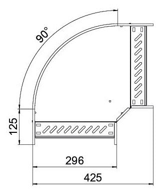 BETTERMANN Bogen_starr 90° horiz RB 90 630 FSK SW 60x300mm int.Verb