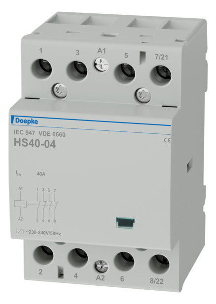 DOEPKE Installationsschütz 40A 230V/AC HS 3-230AC/40-04 440V/AC 4Ö 6000W/AGL