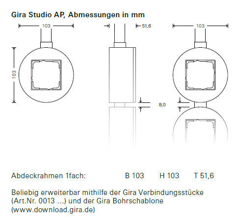 GIRA Gehäuse AP 1f Kst sw glz AP-Geh 0061055 IP20