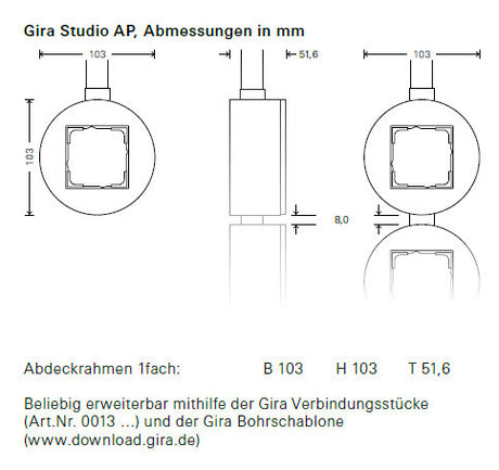 GIRA Gehäuse AP 1f Kst sw glz AP-Geh 0061055 IP20