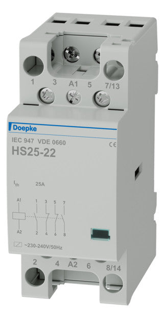 DOEPKE Installationsschütz 25A 230V/AC HS 2-230AC/25-22 440V/AC 2S 2Ö 2TE