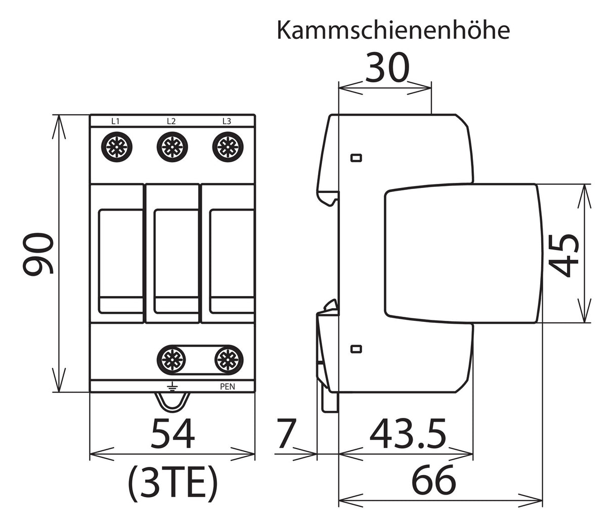 DEHN SE Überspannungsableiter 230VAC 3TE DG M TNC 275 Netzform-TN-C 1,5kV TS35