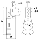 BETTERMANN Befestigungsklammer  30-32mm SKS 213 D32 2-13mm ST Zn/AluLam