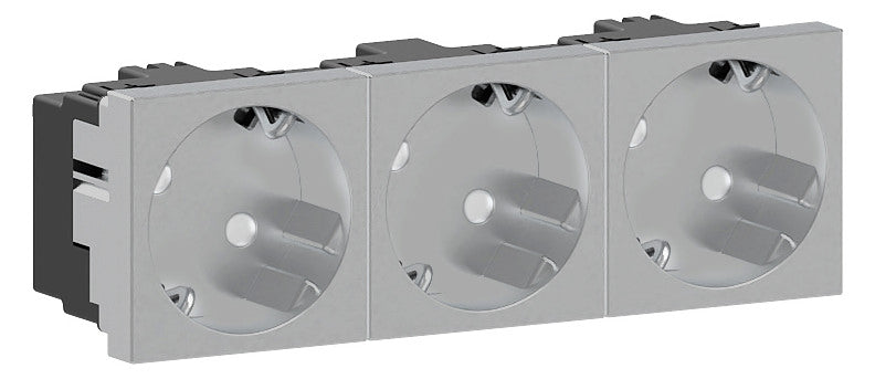 GGK Steckdose 3f alu mt GEB-K m.BS USB M45-3-Steckdose IP20 vert