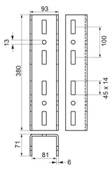 Walraven Verbinder Maxx LC80 längs 380x93x71 fv - f. Maxx-Profile | 6589318