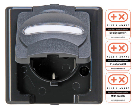 KOPP Steckdose 1f anth glz AP Klappd BSF BLUEELECTRIC 103315007 abschl IP44