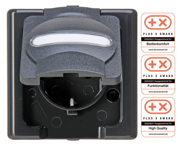 KOPP Steckdose 1f anth glz AP Klappd BSF BLUEELECTRIC 103315007 abschl IP44
