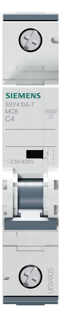 SIEMENS Leitungsschutzschalter UC C 4A 5SY4104-7 1p 400V 1TE 50Hz IP20