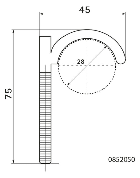 WALRAVEN Dübelhaken einfach H: 75 PA grün Rohrd: max. 28 mm 45x8