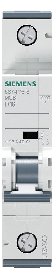 SIEMENS Leitungsschutzschalter UC D 16A 5SY4116-8 1p 400V 1TE 50Hz IP20