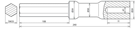 DEHN SE Hammereinsätze  20mm ST unbeh HE TE 20 SW25 VH AC STBLANK Atlas Copco