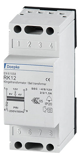 DOEPKE Klingeltransformator 230V 8/12V RK 12 2/1,5A REG 2TE