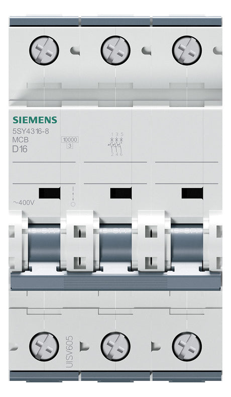 SIEMENS Leitungsschutzschalter UC D 16A BHT 5SY4316-8 3p 400V 3TE 50Hz IP20