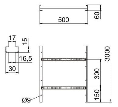 BETTERMANN Kabelleiter 60x500x3000mm gel LCIS-Serie LCIS 650 3 FS 20000qmm vz