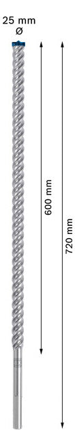 BOSCH-EW Hammerbohrer  25mm SDSmax MAX-8X 600/720mm f.Beton