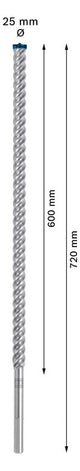 BOSCH-EW Hammerbohrer  25mm SDSmax MAX-8X 600/720mm f.Beton
