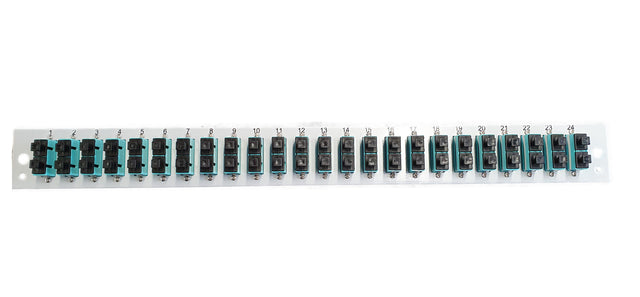 Bestückte Frontblende mit 24 x SC Duplex Kupplung OM3 vertikal, grau - SB-FP-24SC-D-V-OM3