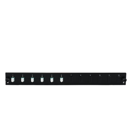 Bestückte 12 Port Frontblende mit 6 x LC Duplex Kupplung OM3 vertikal, grau - SB-FP-6SC-S-OM3