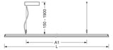 REGIOLUX LED-Pendelleuchte 1LED 4000K sw kayak-KYHIL/1500 6400 840 DALI2 6414lm