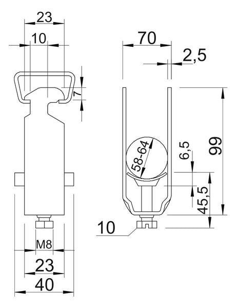 BETTERMANN Bügelschelle 58-64mm 1f ST 2056 64 FT Profilschiene W=Kst hfr