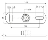 Walraven Grundplatte V4A 1.4404 IG M16 L: 145 CO2-geschweißte Mutter | 6717016