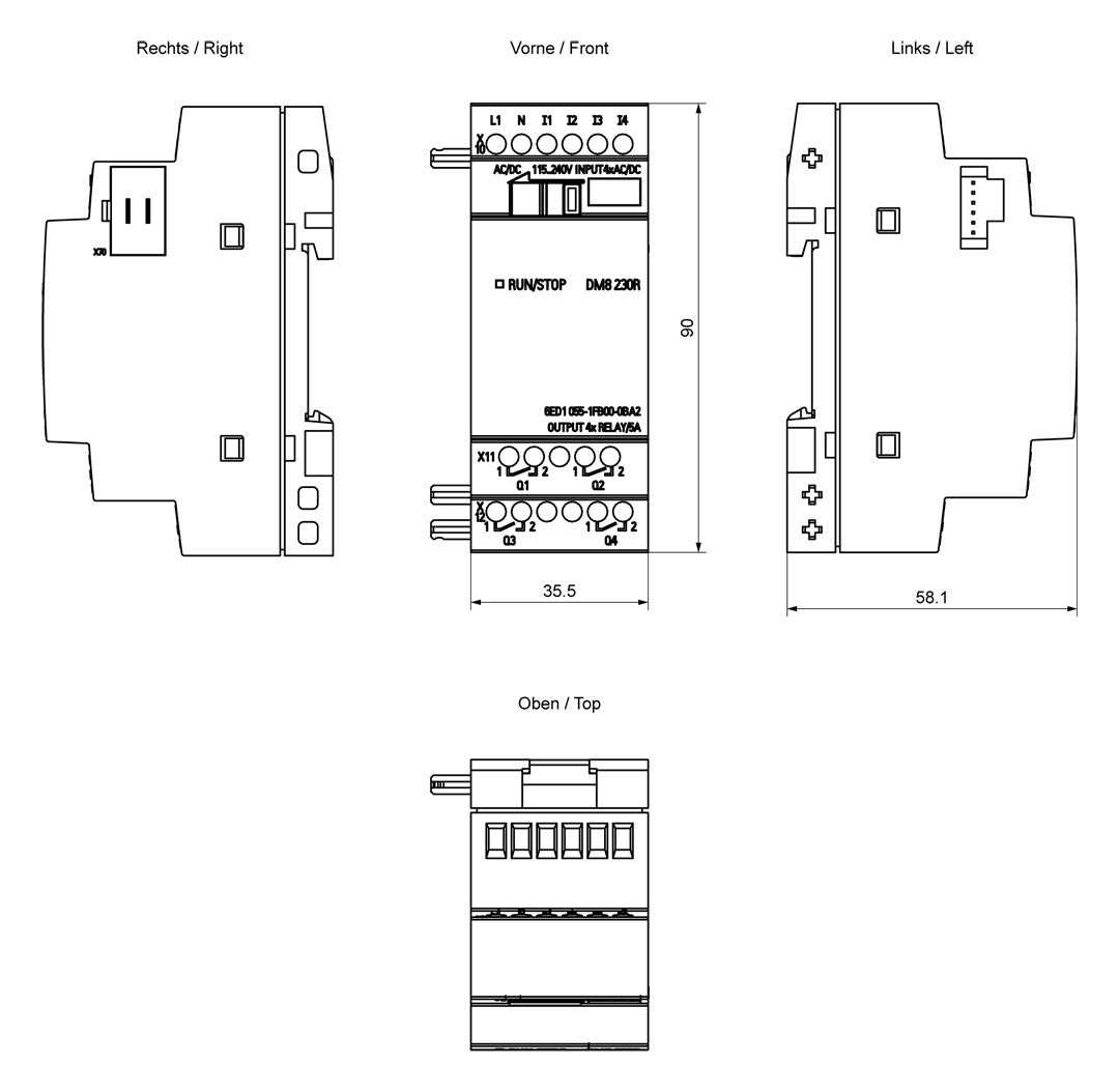 SIEMENS SPS-Digitales E/A-Modul 4Eing 5A LOGO! 6ED1055-1FB00-0BA2 4Ausg AC 230V