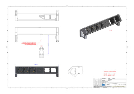 BACHMANN Steckdosenleiste 3/2f sw 0,2m 902.401 35° IP20 1,5qmm