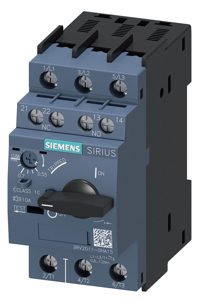 SIEMENS Motorschutzschalter 3p 0,55-0,8A 3RV2011-0HA15 0,8A/Iu 690V Einb IP20