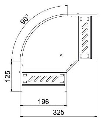 BETTERMANN Bogen_starr 90° horiz RB 90 620 FSK SW 60x200mm int.Verb