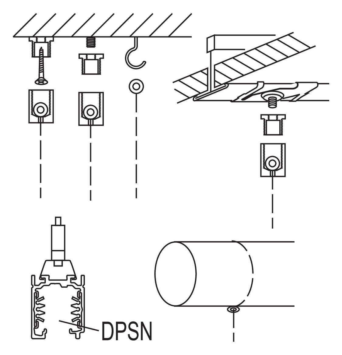 REGIOLUX Seilabhängung si ST L5200mm DPSN-CS sg RAL9006