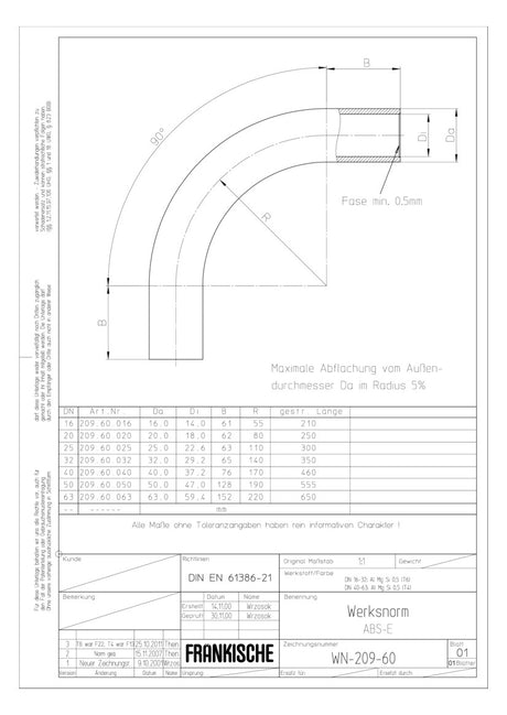 FRÄNKISCHE Alu-Steckbogen  16mm unbeh ABS-E 16 hfr alu