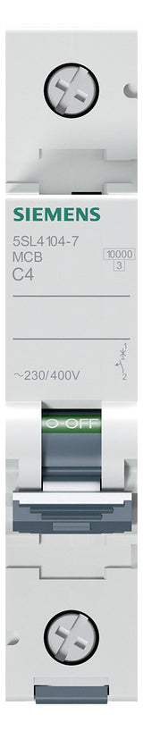 SIEMENS Leitungsschutzschalter UC C 4A 5SL4104-7 1p 400V 1TE 50Hz IP20