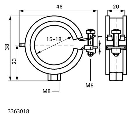 WALRAVEN Rohrschelle KSB1 ev 15-18 mm EPDM M8 Einschraubenschelle