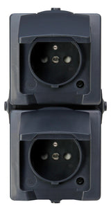KOPP Steckdose 2f anth glz AP m.BS IP44 NAUTIC 138815008 Schutzk Klappd