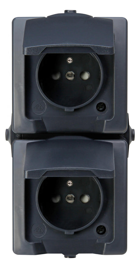 KOPP Steckdose 2f anth glz AP m.BS IP44 NAUTIC 138815008 Schutzk Klappd