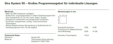 GIRA Steckdosenabdeckung sw Ersatzteil System 55 4922005