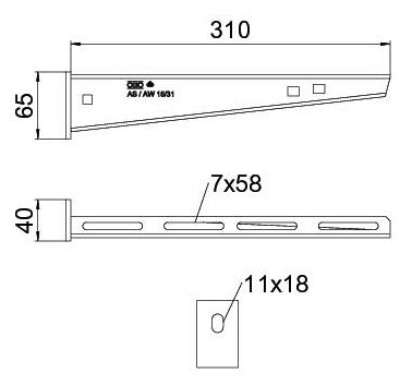 BETTERMANN Wand/Stielausleger 1,5N ST AW 15 31 FTK SW 40mm300x65mm