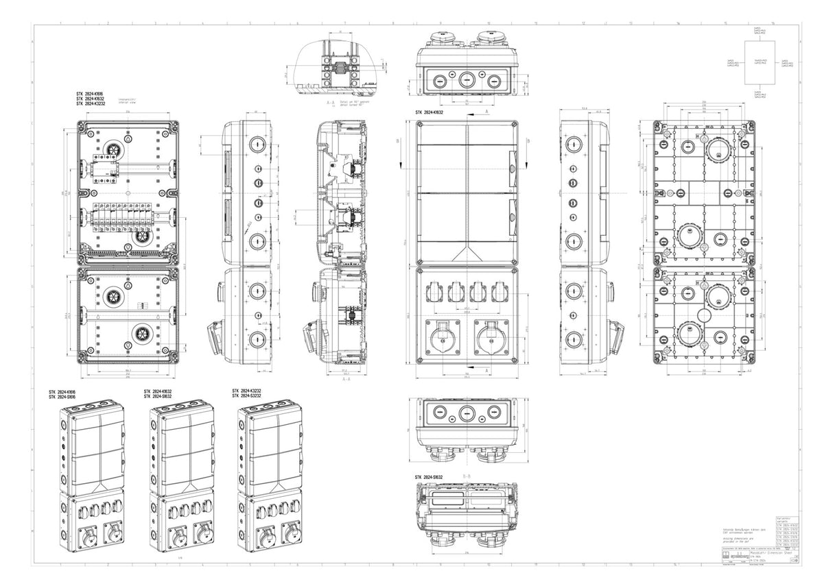 SPELSBERG CEE-Kombi Kst gr IP44 4Steckd STK 2824-K1616 2x16A5p400V LS-Schalter