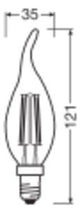 LEDVANCE LED-Kerzenlampe FM E14 4W 2700K LED Classic BA 40 Filament P 4W 827 ws