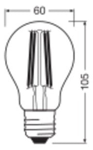 OSRAM LED-Lampe FM E27 6,5W 2400K ws F Vintage 1906 Cla A 50 Filament 6.5W 725l