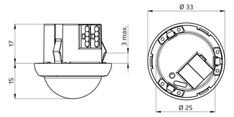 BEG Präsenzmelder-Bus KNX Einb 0-360° ws PICO-KNXs-ST-DE 2,5m Unterkriechschutz