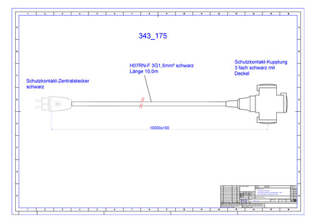 BACHMANN Netzanschlussleitung 10m 16A sw 343.175 3x1,5qmm IP44 Schutzk-Kuppl