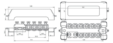 DEHN SE Potentialausgleichschiene 10rndl PAS 11AK 1fl 10ltg Cu m.Haube Aufb_fix