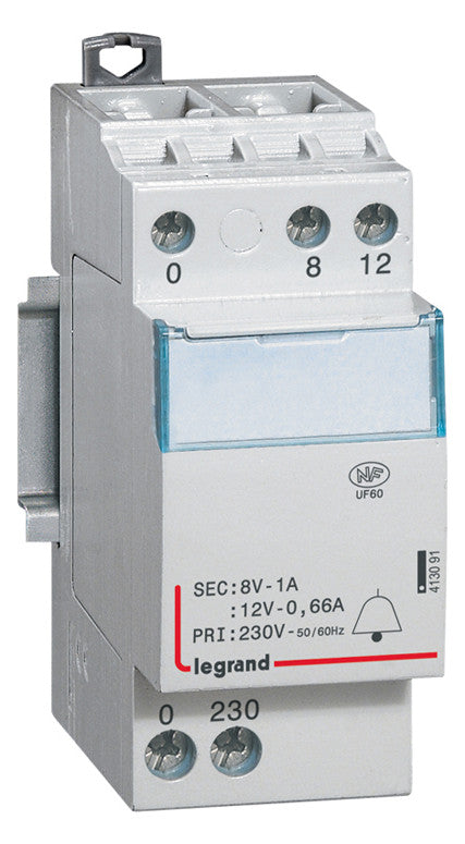 LEGRAND Klingeltransformator 230V 8/12V Legrand 413091 1/0,66A 2TE