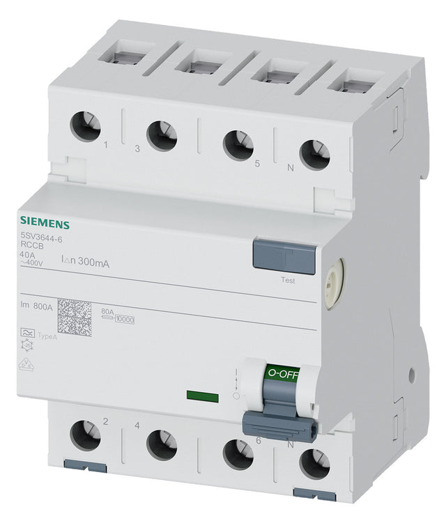 SIEMENS FI-Schutzschalter A 4p 440V 40A 5SV3644-6 0,3A 4TE REG 10kA 1kA/stoß