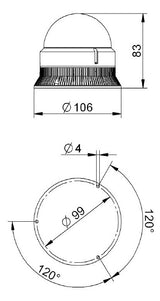 GROTHE Blitzleuchte 90-240V/UC IP54 rt MBZ 8422 0,075-0,02A Kst Aufb LED